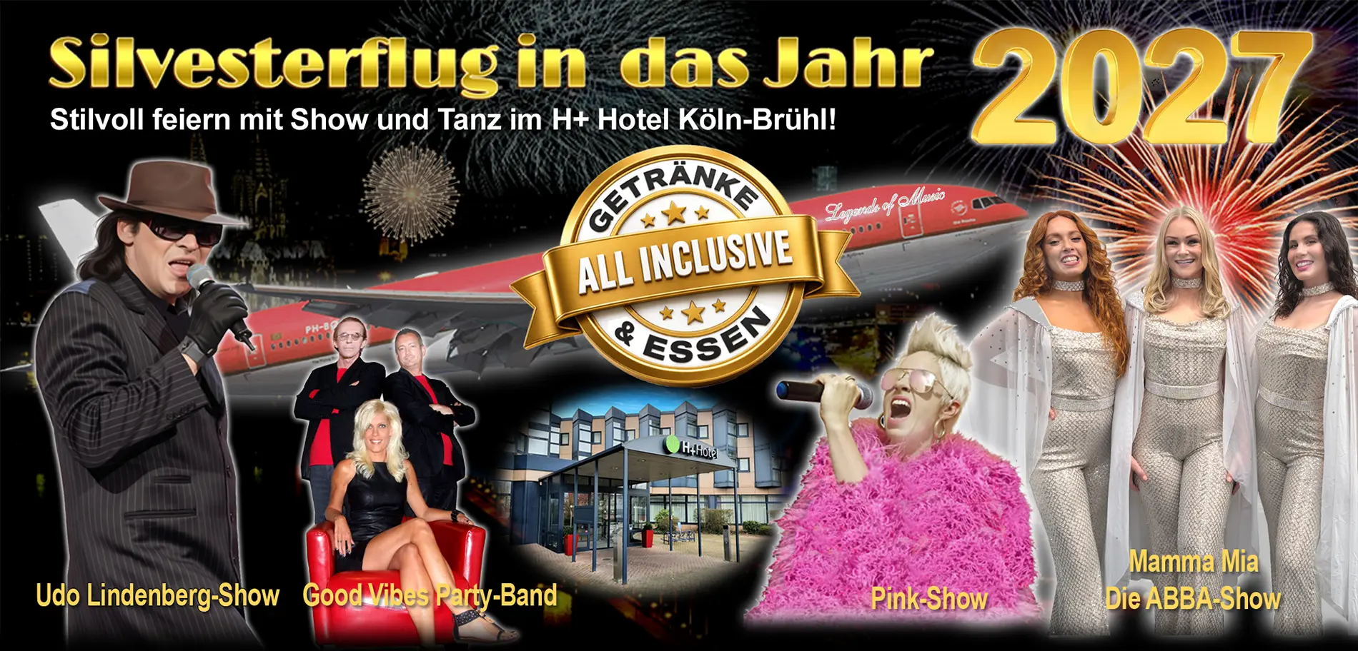 Silvesterparty Köln 2026 im Leonardo Royal Hotel am Stadtwald mit Showprogramm, Galabuffet und All-Inclusive Getränken