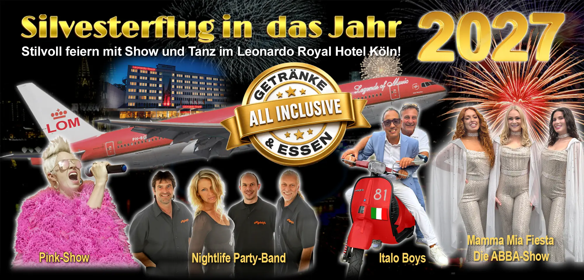 Die beste Gala-Silvesterparty mit Show programm und Galabuffet in Köln 2026